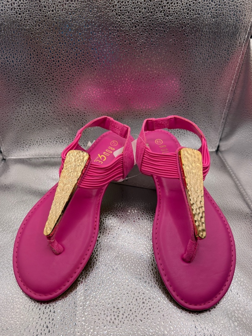 HOT PINK with Gold Women’s Sandals Size 7.5